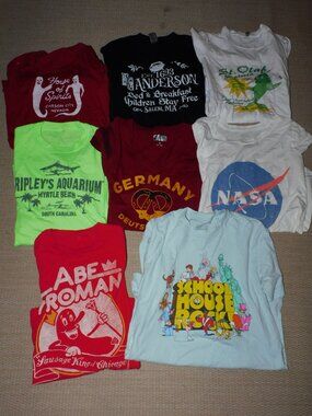 Lot of 8 Womens Graphic T Shirts - wholesale lot - NASA, St Olaff, Travel